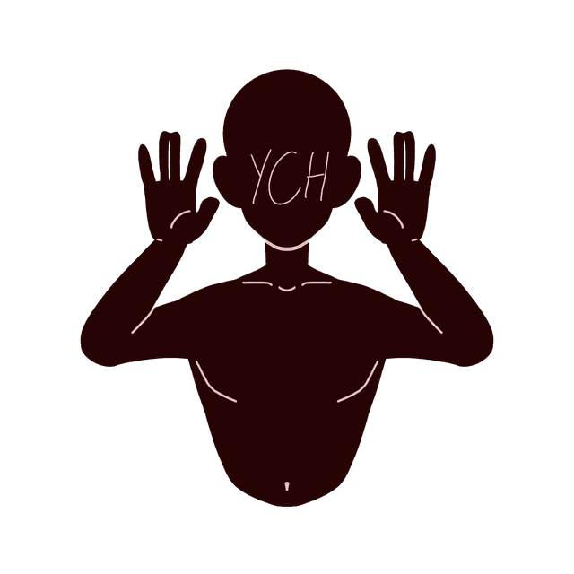 A silhouette of a person cutting off at the waist
